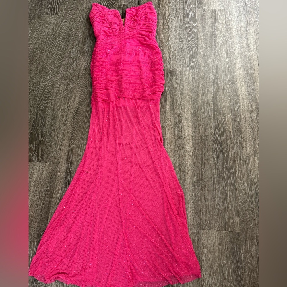 Michael Costello Strapless Pink Rhinestone Gown